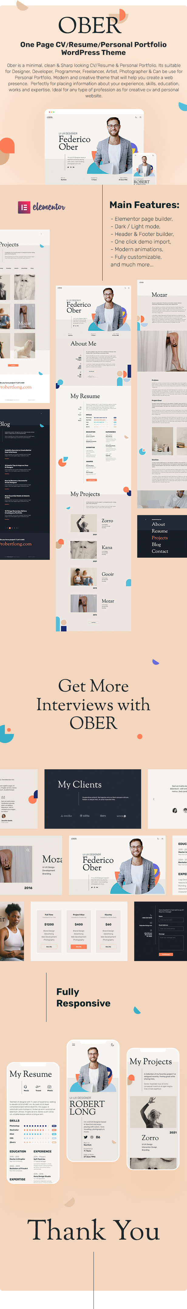 One Page Resume WordPress Theme